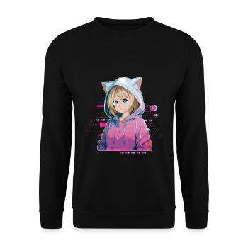 Anime Manga Hard Techno Dark Tekno - Unisex Sweatshirt - black - Front - Alina (178cm) & Michal (187cm)