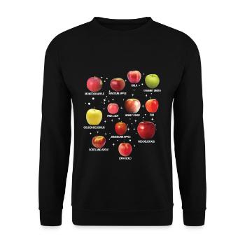 Coole Apfelsorten Verschiedene Äpfel Obst - Unisex Pullover - Schwarz - Vorne - Alina (178cm) & Michal (187cm)
