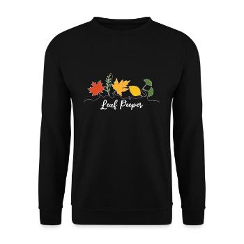 Feuille Peeper Kawaii Feuillage Feuille Regarder - Sweat-shirt Unisexe - noir - Devant - Alina (178cm) & Michal (187cm)