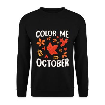 Color Me Octobre Feuille Peeper Feuille Feuille Voyeur - Sweat-shirt Unisexe - noir - Devant - Alina (178cm) & Michal (187cm)