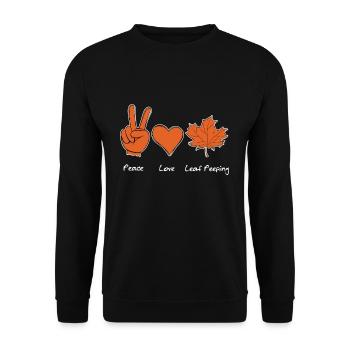 Feuille Voyeur Feuillage Paix Amour Feuille Voyeur - Sweat-shirt Unisexe - noir - Devant - Alina (178cm) & Michal (187cm)