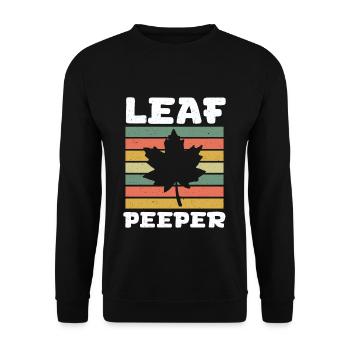 Blatt Peeper Retro Vintage Laub Blatt Peeping - Unisex Pullover - Schwarz - Vorne - Alina (178cm) & Michal (187cm)