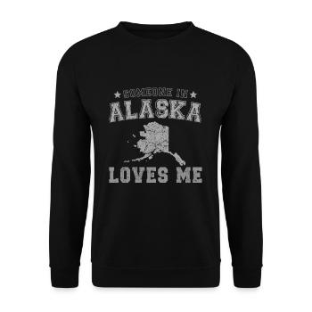 Jemand in Alaska liebt mich Grunge - Unisex Pullover - Schwarz - Vorne - Alina (178cm) & Michal (187cm)