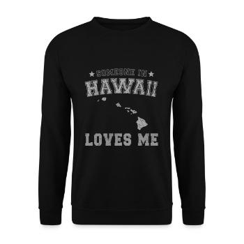 Jemand auf Hawaii liebt mich Grunge - Unisex Pullover - Schwarz - Vorne - Alina (178cm) & Michal (187cm)