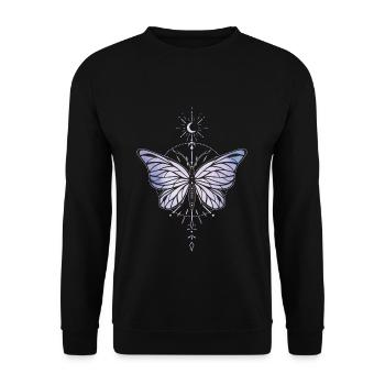 Niedlicher Schmetterling Kawaii Okkult Satanisch Pastell Gothic - Unisex Pullover - Schwarz - Vorne - Alina (178cm) & Michal (187cm)
