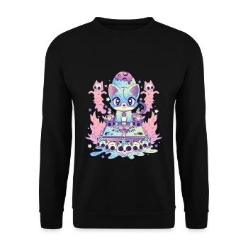 Niedliche Katze Ouija Kawaii Okkult Satanisch Pastell Gothic - Unisex Pullover - Schwarz - Vorne - Alina (178cm) & Michal (187cm)