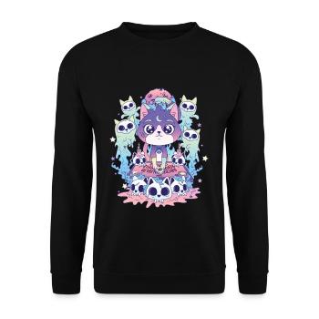 Cat Ouija Kawaii Occult Satanic Pastel Gothic - Unisex Sweatshirt - black - Front - Alina (178cm) & Michal (187cm)