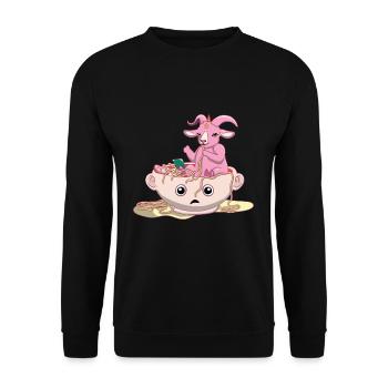 Baphomet Nudel Okkult Satanisch Pastell Gothic - Unisex Pullover - Schwarz - Vorne - Alina (178cm) & Michal (187cm)