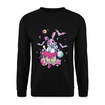 Hase Kaninchen Mann Kawaii Okkultes Satanisches Pastell - Unisex Pullover - Schwarz - Vorne - Alina (178cm) & Michal (187cm)