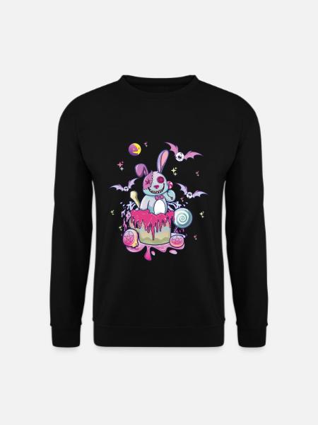 Hase Kaninchen Mann Kawaii Okkultes Satanisches Pastell - Unisex Pullover - Schwarz