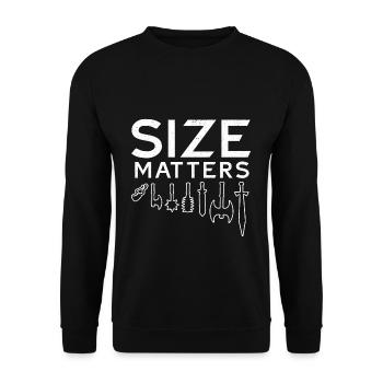La taille compte Joute d’arme Ren Faire Drôle - Sweat-shirt Unisexe - noir - Devant - Alina (178cm) & Michal (187cm)
