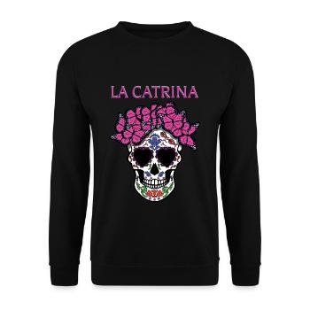 La Catrina Butterfly Muertos Day Of Dead Halloween - Unisex Sweatshirt - black - Front - Alina (178cm) & Michal (187cm)