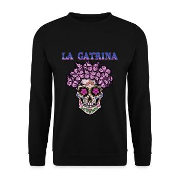 Schmetterling La Catrina Muertos Tag Des Toten Halloween - Unisex Pullover - Schwarz - Vorne - Alina (178cm) & Michal (187cm)