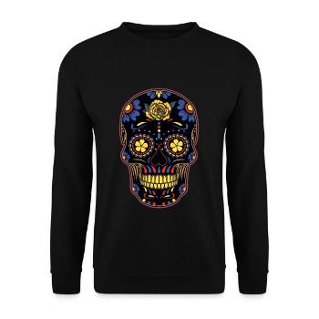 Colorful SkeletonMuertos Day Of Dead Halloween - Unisex Sweatshirt - black - Front - Alina (178cm) & Michal (187cm)