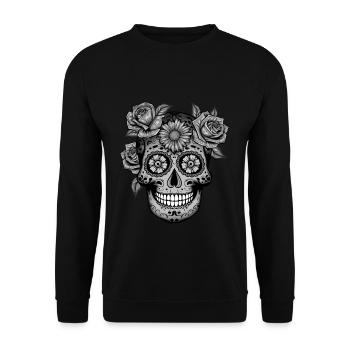 Monochrome Muertos Day Of Dead Halloween - Unisex Sweatshirt - black - Front - Alina (178cm) & Michal (187cm)
