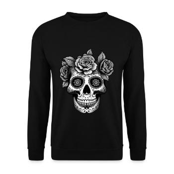 Black White Muertos Day Of Dead Halloween - Unisex Sweatshirt - black - Front - Alina (178cm) & Michal (187cm)