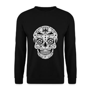 White Muertos Day Of Dead Halloween - Unisex Sweatshirt - black - Front - Alina (178cm) & Michal (187cm)