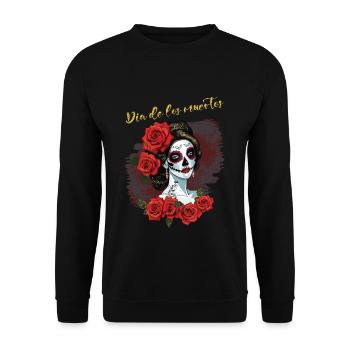 Muertos Tag der Toten Halloween Catrina - Unisex Pullover - Schwarz - Vorne - Alina (178cm) & Michal (187cm)