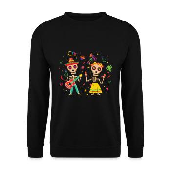 Tanzendes Skelett Muertos Tag Des Toten Party - Unisex Pullover - Schwarz - Vorne - Alina (178cm) & Michal (187cm)