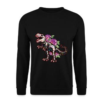 Skeleton Dinosaur Muertos Day Of Dead Halloween - Unisex Sweatshirt - black - Front - Alina (178cm) & Michal (187cm)