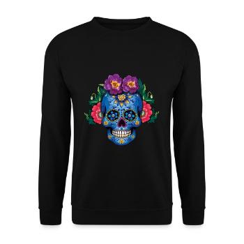 Mexikanisches Skelett Muertos Tag Des Toten Halloween - Unisex Pullover - Schwarz - Vorne - Alina (178cm) & Michal (187cm)