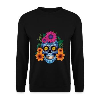 Realistic Skeleton Muertos Day Of Dead Halloween - Unisex Sweatshirt - black - Front - Alina (178cm) & Michal (187cm)