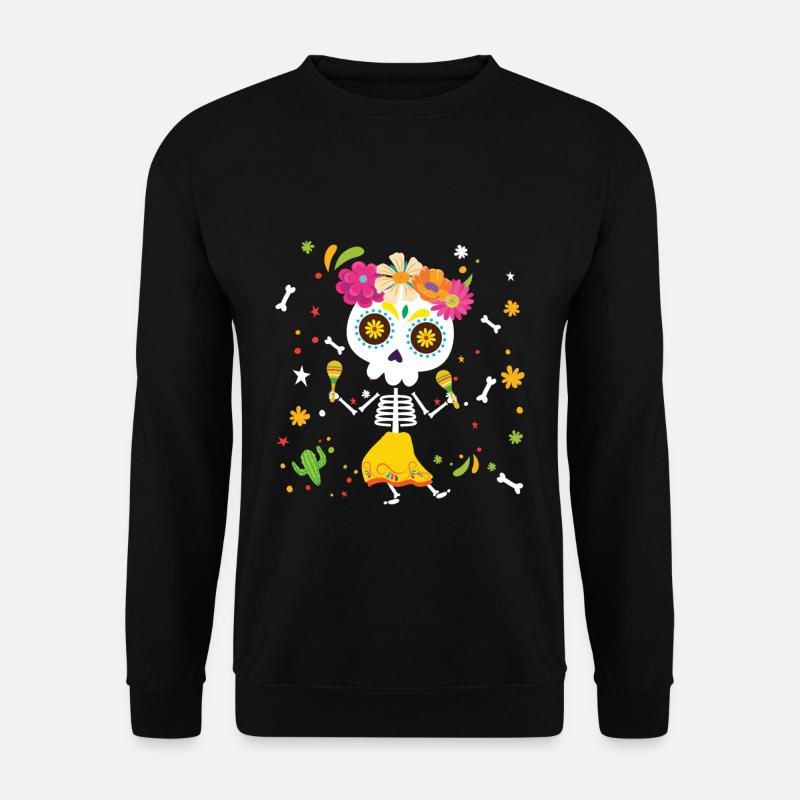 La Catrina Muertos Tag der Toten Halloween - Unisex Pullover - Schwarz