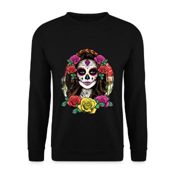 La Calavera Skeleton Muertos Day Of Dead Halloween - Unisex Sweatshirt - black - Front - Alina (178cm) & Michal (187cm)
