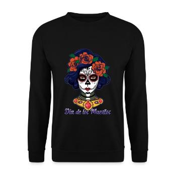 Dia De Los Muertos La Catrina - Unisex Pullover - Schwarz - Vorne - Alina (178cm) & Michal (187cm)