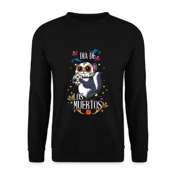 Süßes Kawaii Eichhörnchen Muertos Tag der Toten Halloween - Unisex Pullover - Schwarz - Vorne - Alina (178cm) & Michal (187cm)
