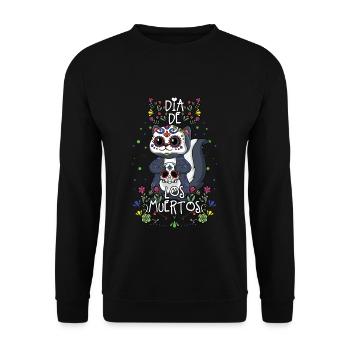 Süße Kawaii Blumen Muertos Tag Des Toten Halloween - Unisex Pullover - Schwarz - Vorne - Alina (178cm) & Michal (187cm)