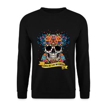 Dia De Los Muertos Tag Des Toten Halloween Mexiko - Unisex Pullover - Schwarz - Vorne - Alina (178cm) & Michal (187cm)