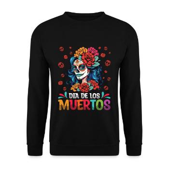 Dia De Los Muertos Tag Der Toten Mexikanische Catrina - Unisex Pullover - Schwarz - Vorne - Alina (178cm) & Michal (187cm)