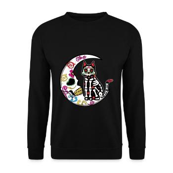 Blumenskelett Muertos Tag Des Toten Halloween Mond - Unisex Pullover - Schwarz - Vorne - Alina (178cm) & Michal (187cm)