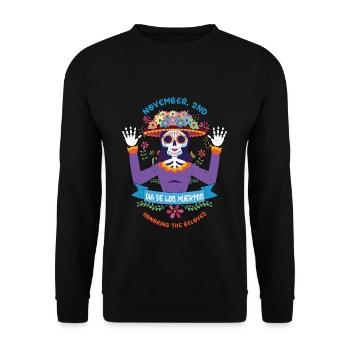 November 2nd Dia Los Muertos Halloween Party - Unisex Sweatshirt - black - Front - Alina (178cm) & Michal (187cm)
