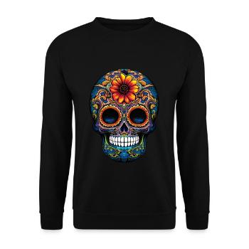 Skeleton Muertos Day Of Dead Halloween - Unisex Sweatshirt - black - Front - Alina (178cm) & Michal (187cm)