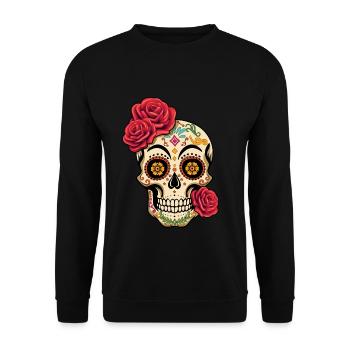 Rose Skeleton Muertos Day Of Dead Halloween - Unisex Sweatshirt - black - Front - Alina (178cm) & Michal (187cm)
