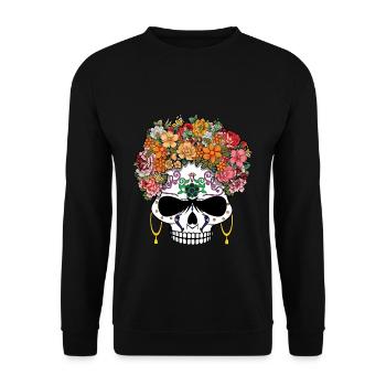 Scary Skeleton Muertos Day Of Dead Halloween - Unisex Sweatshirt - black - Front - Alina (178cm) & Michal (187cm)