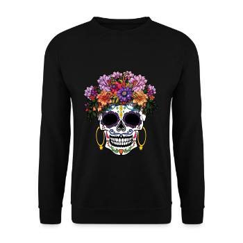 Cool Scary Skeleton Muertos Day Of Dead Halloween - Unisex Sweatshirt - black - Front - Alina (178cm) & Michal (187cm)