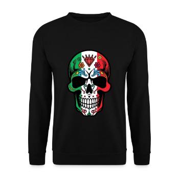 Mexican Flag Muertos Day Of Dead Halloween - Unisex Sweatshirt - black - Front - Alina (178cm) & Michal (187cm)