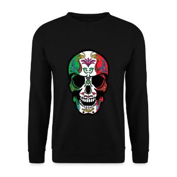 Flagge Mexiko Muertos Tag Der Toten Halloween - Unisex Pullover - Schwarz - Vorne - Alina (178cm) & Michal (187cm)
