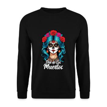La Catrina Floral Muertos Tag Des Toten Halloween - Unisex Pullover - Schwarz - Vorne - Alina (178cm) & Michal (187cm)