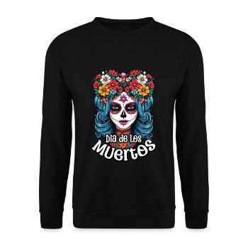 La Catrina Floral Muertos Tag Des Toten - Unisex Pullover - Schwarz - Vorne - Alina (178cm) & Michal (187cm)