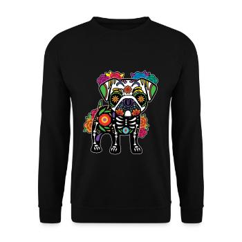 Carlin Floral Squelette Muertos Jour Des Morts - Sweat-shirt Unisexe - noir - Devant - Alina (178cm) & Michal (187cm)