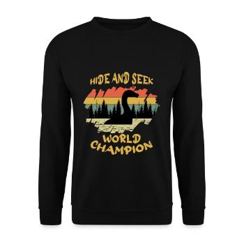 Cacher Chercher Champion Nessie Loch Ness Cryptide Rétro - Sweat-shirt Unisexe - noir - Devant - Alina (178cm) & Michal (187cm)