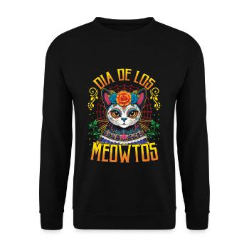 Dia De Los Cat Muertos Tag Des Toten Halloween - Unisex Pullover - Schwarz - Vorne - Alina (178cm) & Michal (187cm)