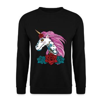 Licorne Muertos Jour des morts Halloween - Sweat-shirt Unisexe - noir - Devant - Alina (178cm) & Michal (187cm)