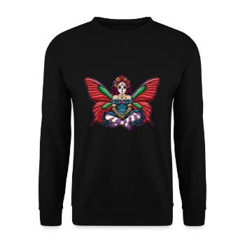 Fee Catrina Muertos Tag der Toten Halloween - Unisex Pullover - Schwarz - Vorne - Alina (178cm) & Michal (187cm)