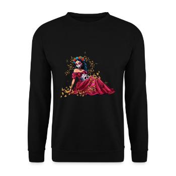 La Catrina Muertos Halloween Day Of Dead - Unisex Sweatshirt - black - Front - Alina (178cm) & Michal (187cm)