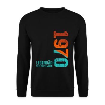 Septembre 1970 Légendaire depuis - Sweat-shirt Unisexe - noir - Devant - Alina (178cm) & Michal (187cm)